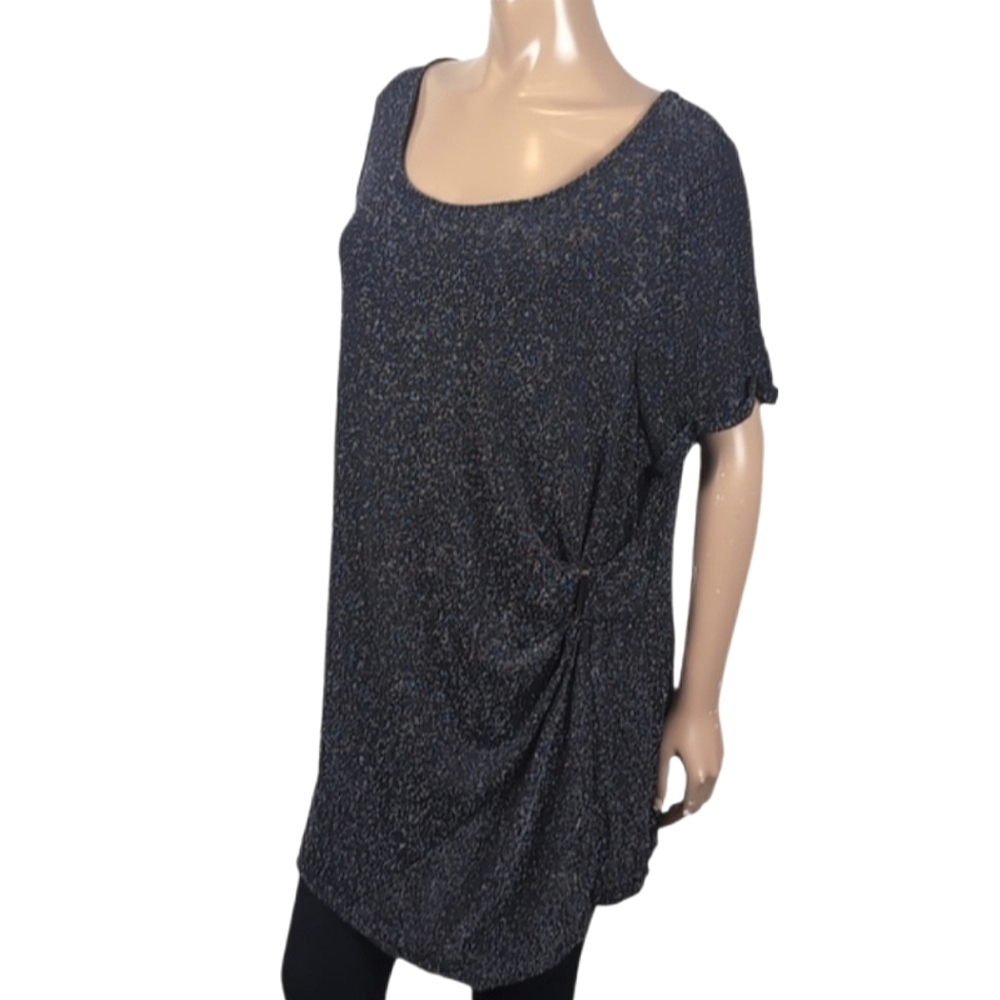 Penningtons Shimmer Tunic Top Asymmetric Short Sleeve Metallic Mini Dress 2X